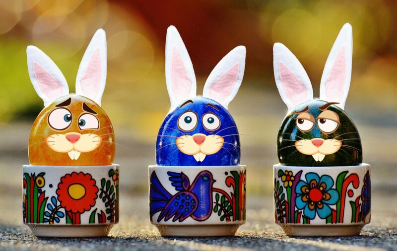 easter eggs and bunny