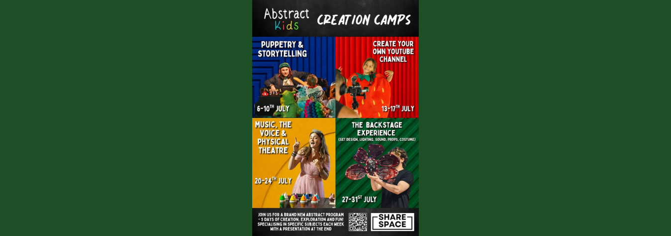 Abstract Kids Drama July Creation Camps 2026