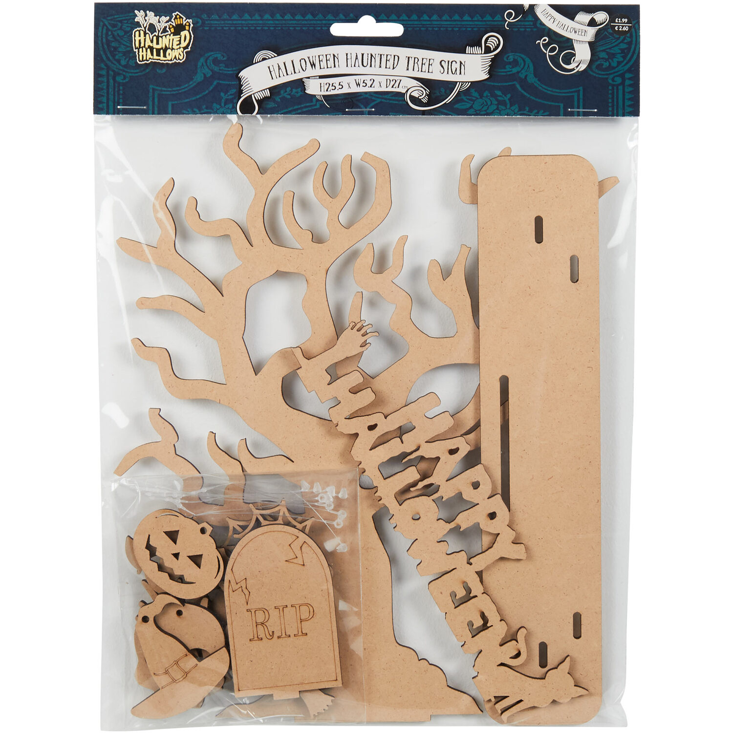Happy Halloween Haunted Tree Sign – Brown