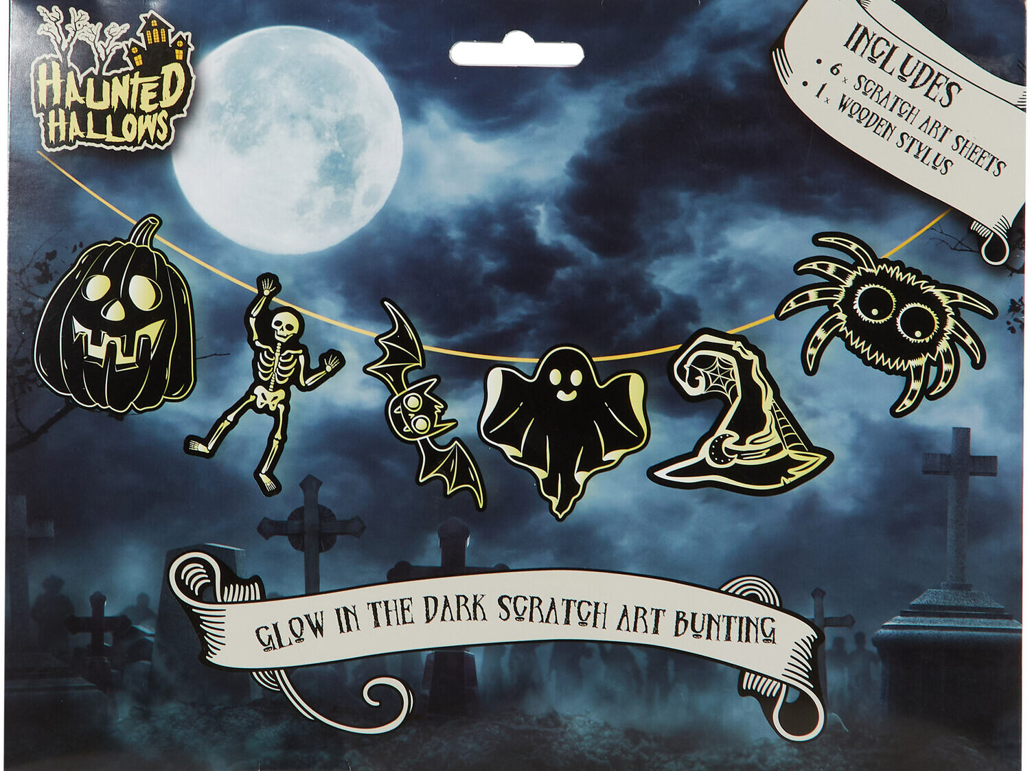 Halloween Glow in the Dark Scratch Art Bunting