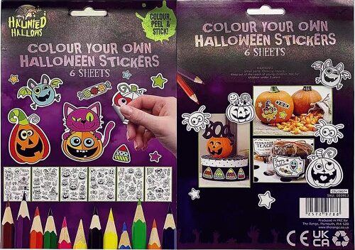 Haunted Hallows Colour Your Own Halloween Stickers 6 Sheets